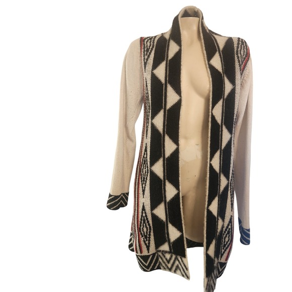 Northern Angel Sweaters - Northern Angel L Tribal Geometric Open Front Cardigan CD1912-067 Black Athleisur
